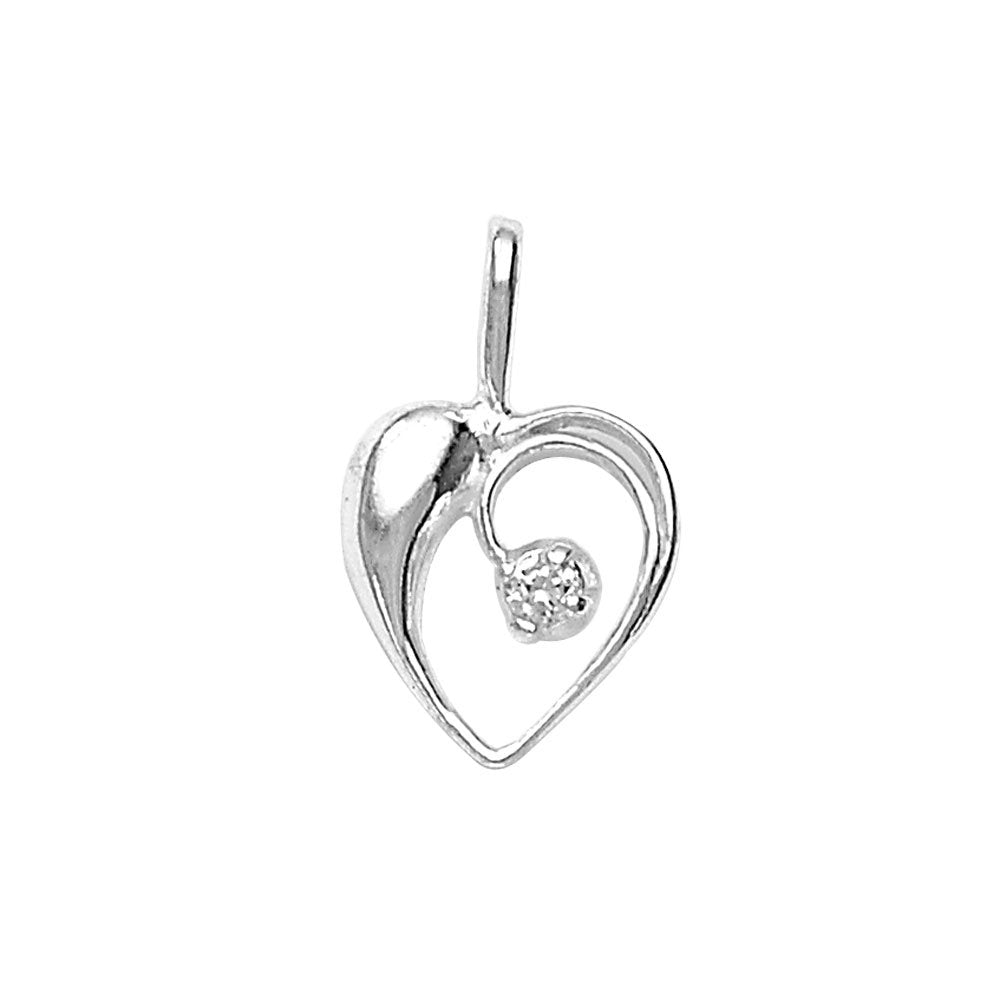 Taraash White CZ Heart 925 Sterling Silver Pendant For Women PD0202S