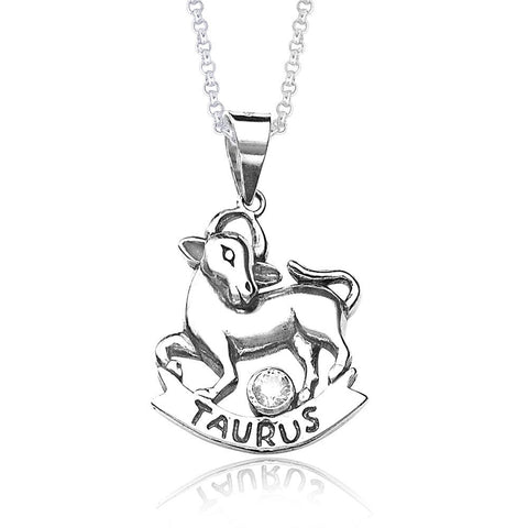 Taraash Tarus Zodiac CZ Studded 925 Sterling Silver Pendant for unisex PD0285AI-02