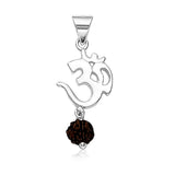 Taraash 925 Sterling Silver Om with Rudraksha Pendant Daily Wear Gift For Men PD0695S