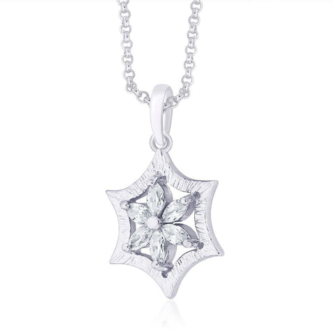 Taraash CZ Floral 925 Sterling Silver Pendant For Women PD1388R
