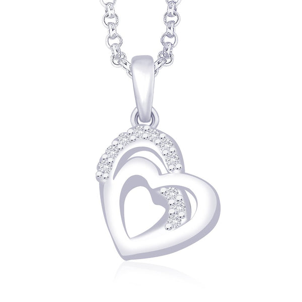 Taraash Double Heart CZ 925 Sterling Silver Pendant PD1517R