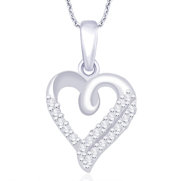 Taraash 925 Sterling silver Double Line Heart CZ Pendant For Women PD1733R