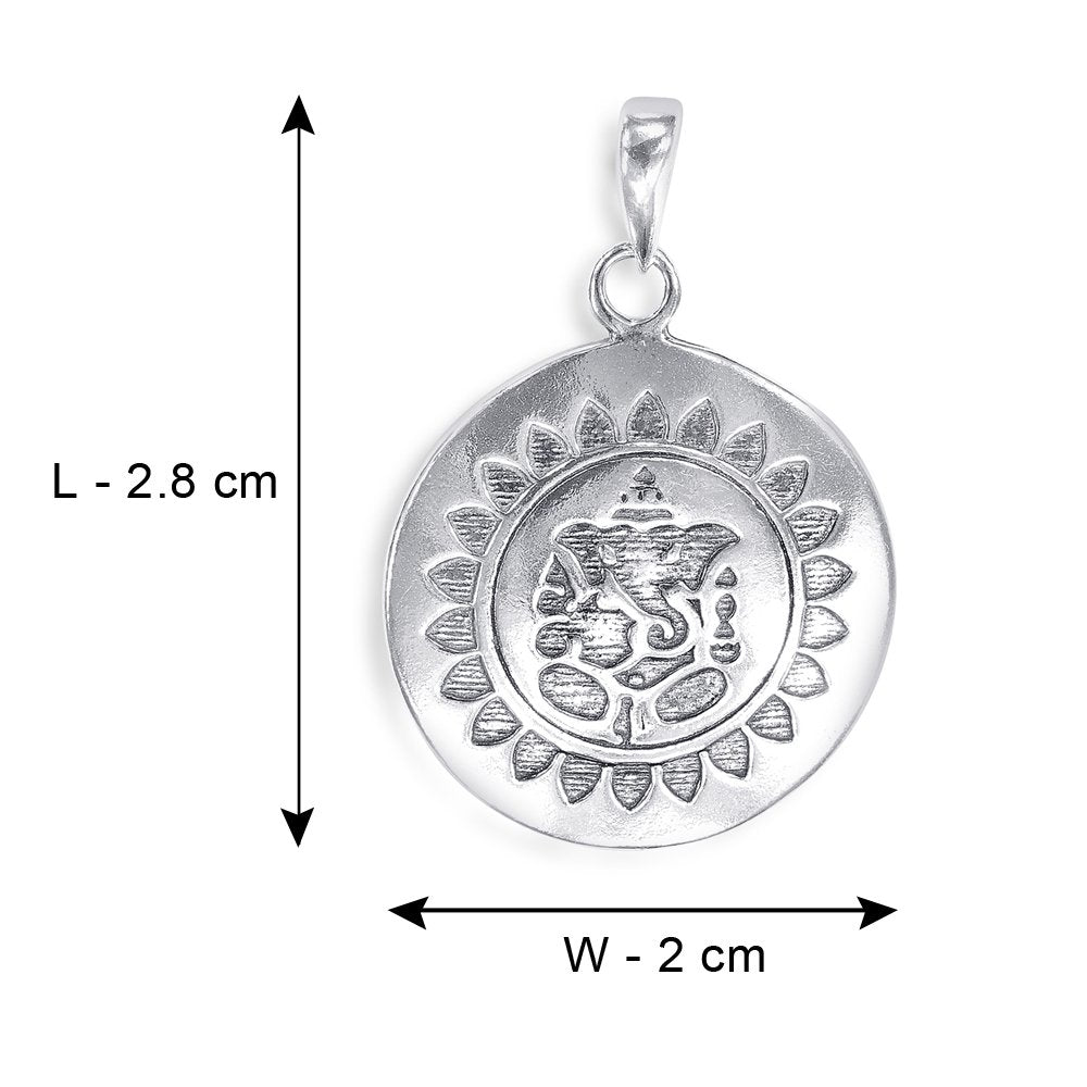Taraash Sterling Silver Engrave Lord Shri Ganesha Pendant For unisex PD1953A