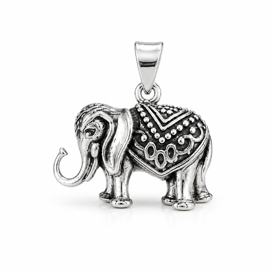 Taraash 925 Sterling Silver Antique Elephant Pendant For Unisex PD2074A