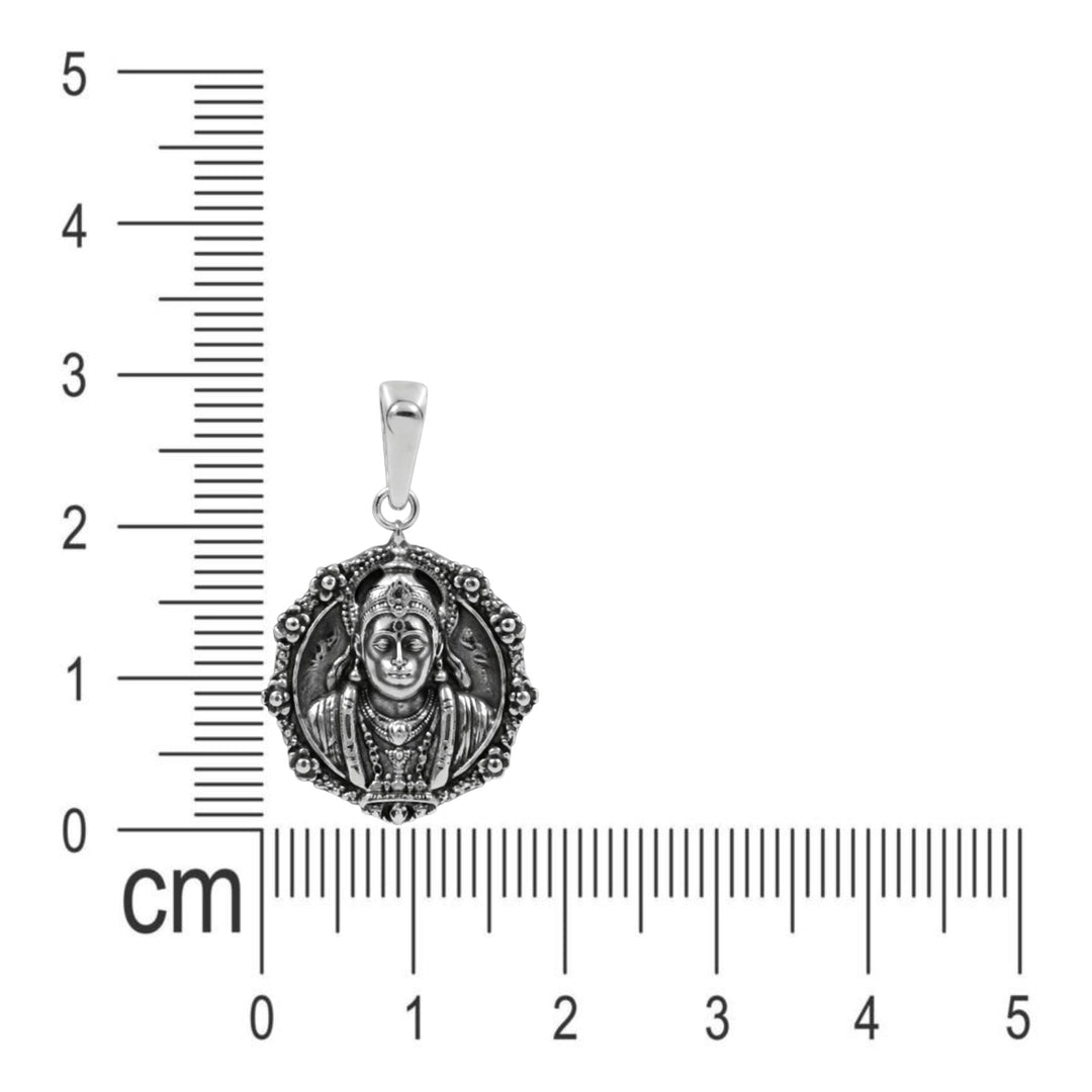 925 Sterling Silver Oval Floral Design Hanuman Pendant for Unisex