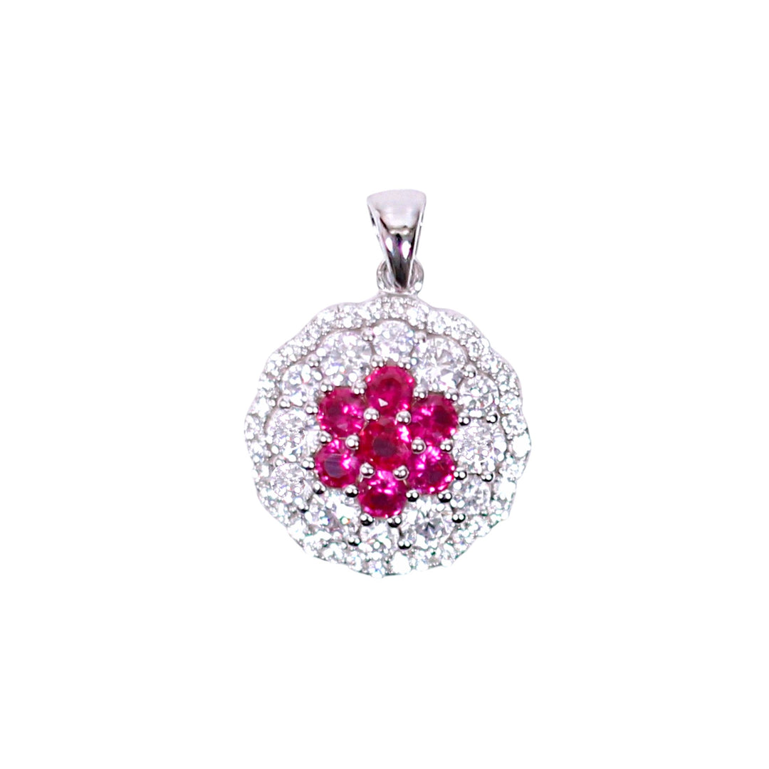 925 Sterling Silver Pink Baguette Stone with CZ Pendant for Women