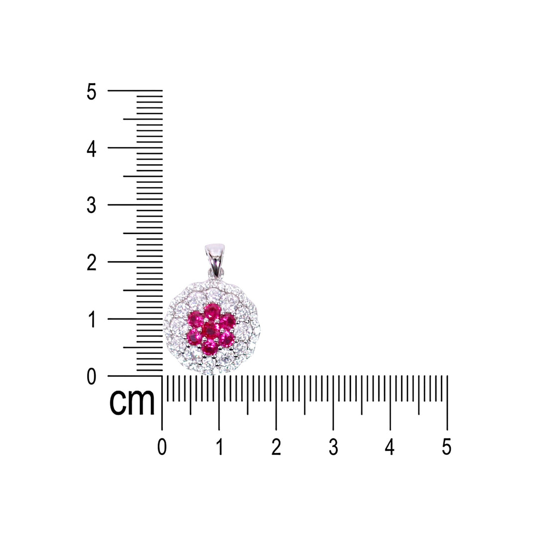 925 Sterling Silver Pink Baguette Stone with CZ Pendant for Women