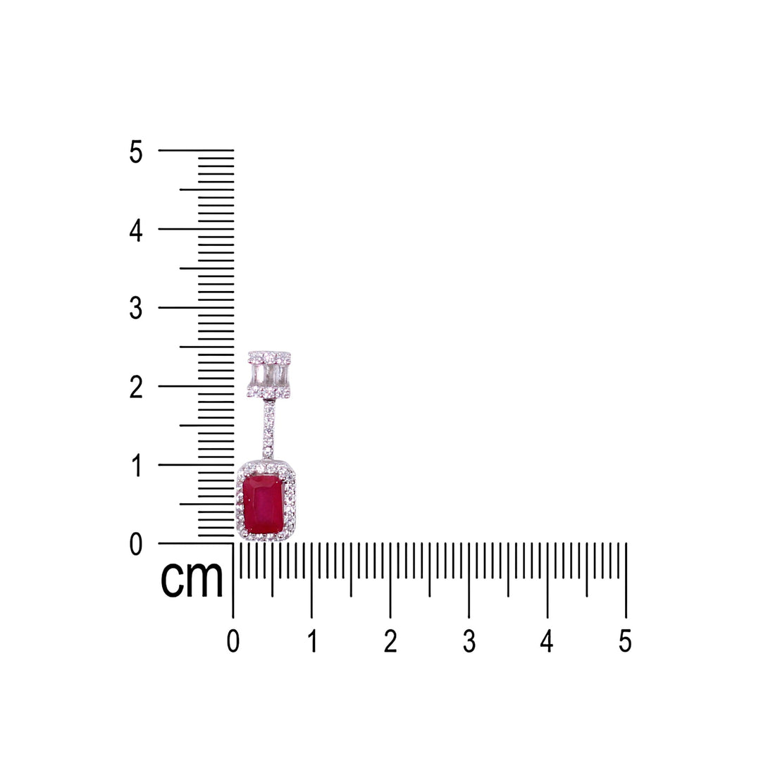 925 Sterling Silver Pink Baguette Stone & CZ Dangle Pendant for Women