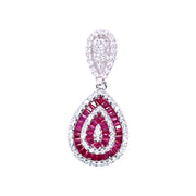 925 Sterling Silver Pink Baguette Stone & CZ Drop Pendant for Women