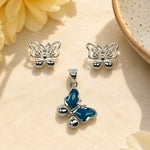 Load image into Gallery viewer, 925 Sterling Silver Butterfly Enamled Jewellery Set for Women