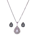 Load image into Gallery viewer, 925 Sterling Silver Oxidized Drop Shape Design with CZ Jewelry Set for Women

