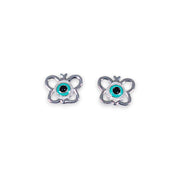 925 Sterling Silver Butterfly Evil Eye Enamel Stud Earrings for Girls