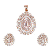 925 Sterling Silver CZ Rose Gold Drop Jewelry Set for Women