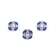 Taraash 925 Sterling Silver Blue Baguette Stone with CZ Jewelry Set for Women