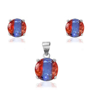 Rainbow Collection Taraash 925 Sterling Silver Multicolor CZ Pendant Set For Women