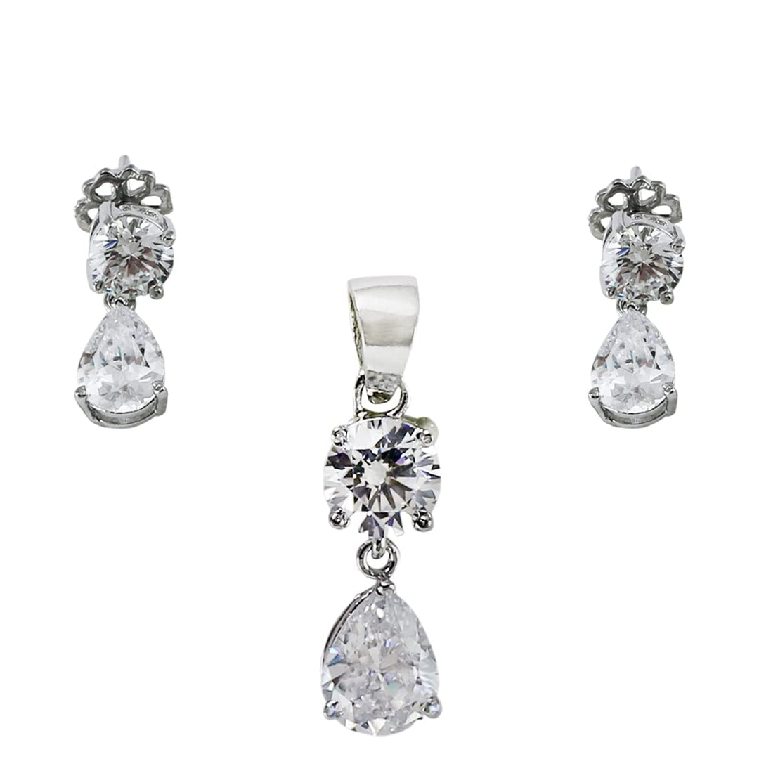 Taraash 925 Sterling Silver CZ Pendant Set For Women