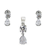 Taraash 925 Sterling Silver CZ Pendant Set For Women