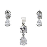 Taraash 925 Sterling Silver CZ Pendant Set For Women