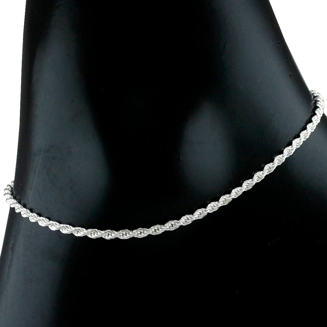 925 Sterling Silver Rope Chain Single Anklet for Women