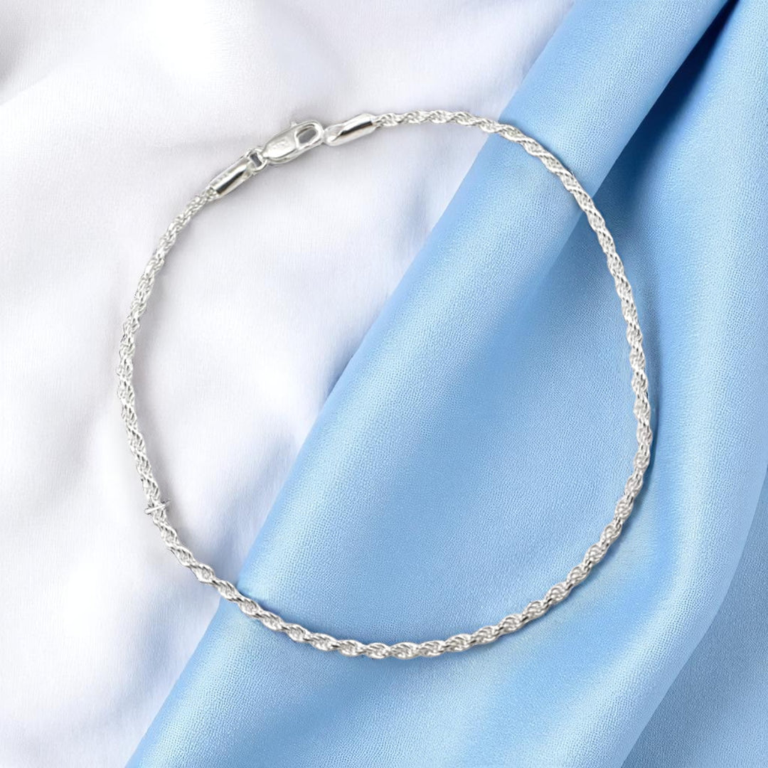 925 Sterling Silver Rope Chain Single Anklet for Women