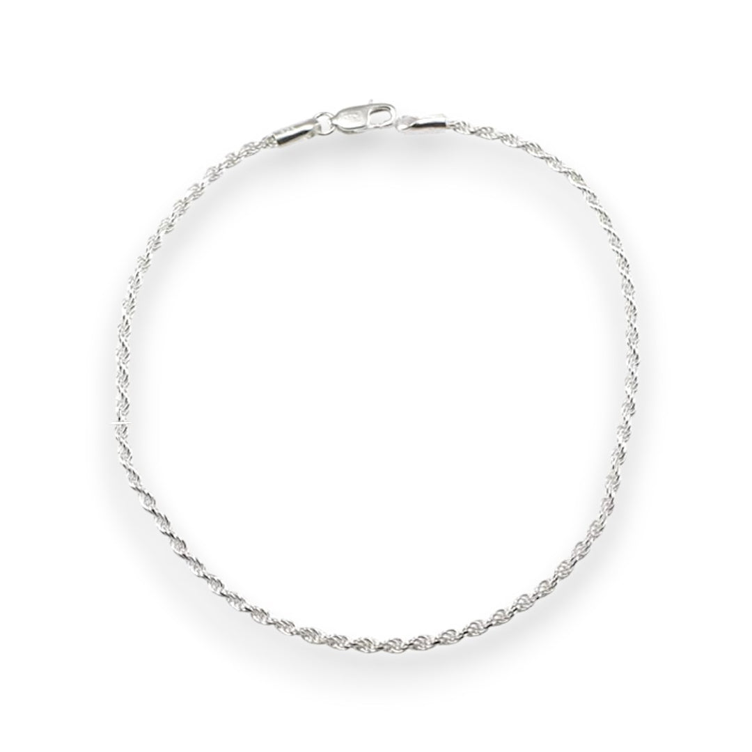 925 Sterling Silver Rope Chain Single Anklet for Women