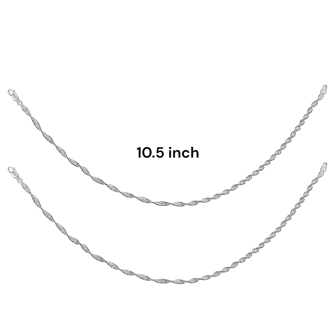 925 Sterling Silver Black Beaded Disco Antique Finish Chains Anklet for Women