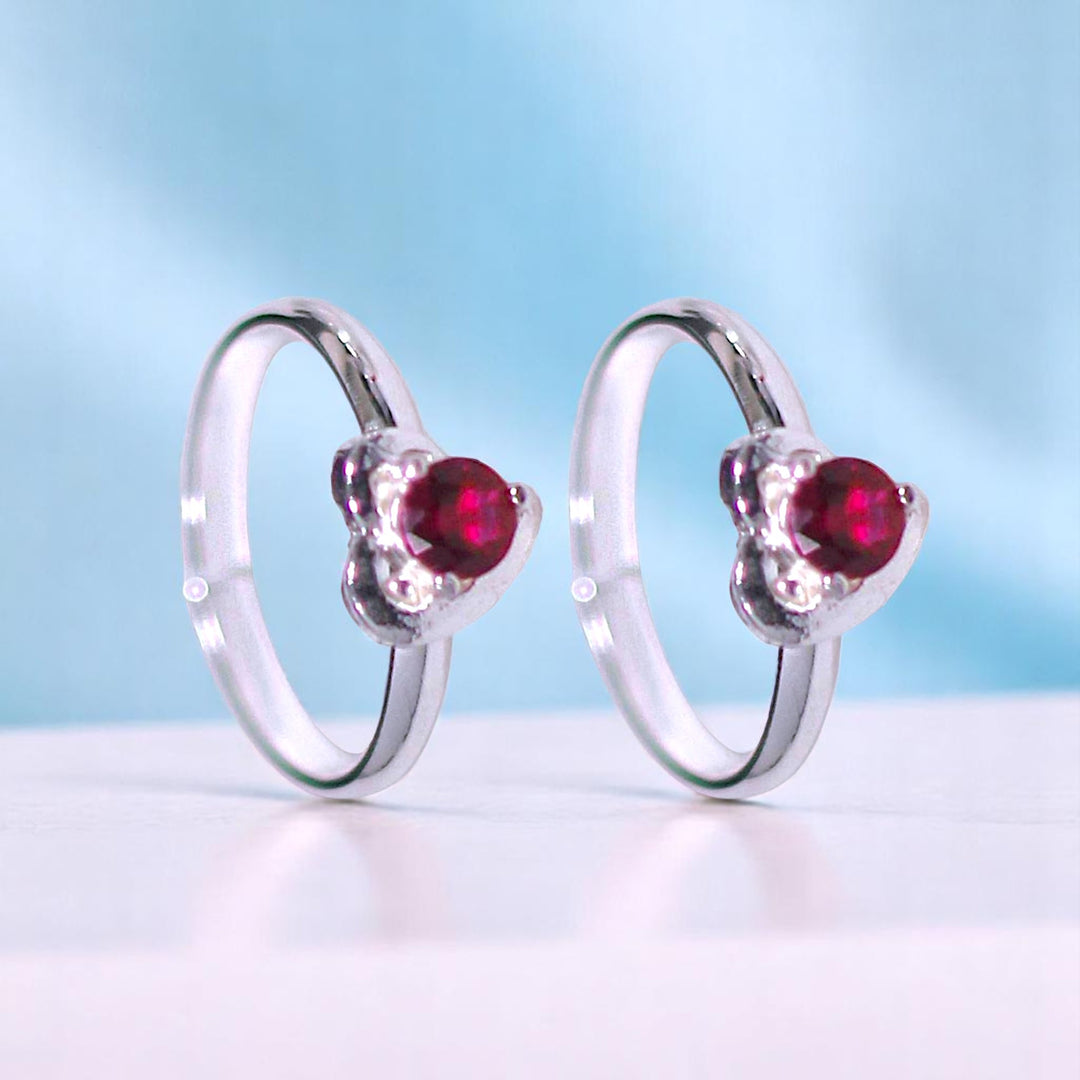 925 Sterling Silver Heart Shaped with Pink CZ Toe Ring for Women