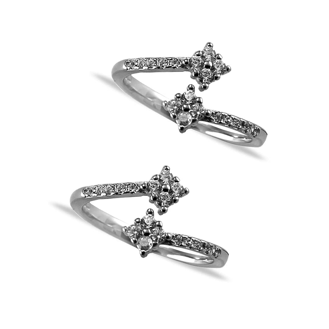 Taraash 925 Sterling Silver Square Shape CZ Toe Ring For Women