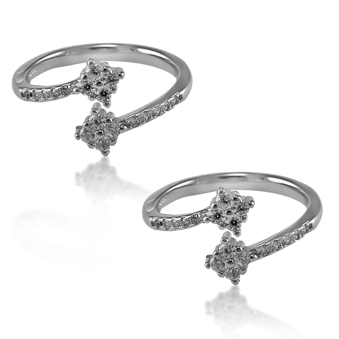 Taraash 925 Sterling Silver Square Shape CZ Toe Ring For Women