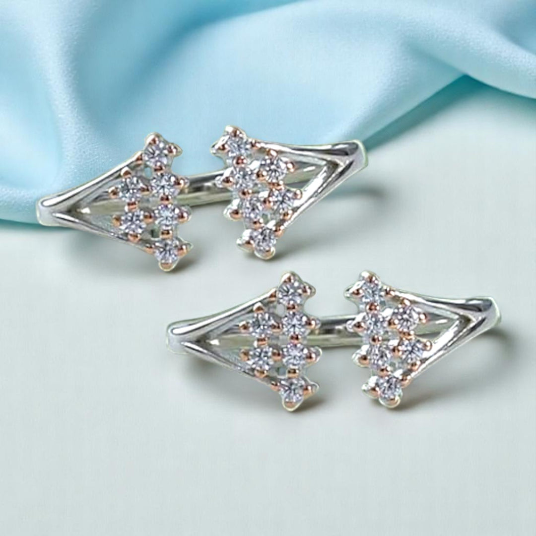 Taraash 925 Sterling Silver CZ Rose Gold Toe Ring For Women