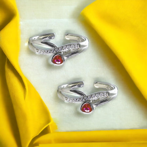 Taraash 925 Sterling Silver Heart Shape Toe Ring For Women