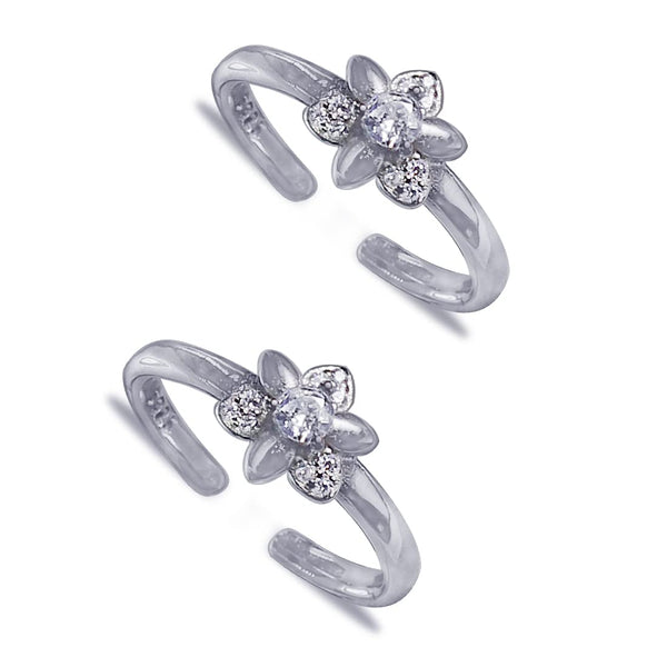 Taraash 925 Sterling Silver Floral Shape Toe Ring For Women