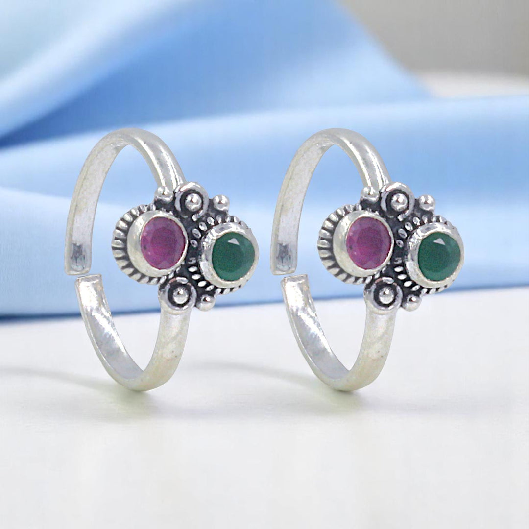 925 Sterling Silver Ethnic Oxidized Toe Rings for Women