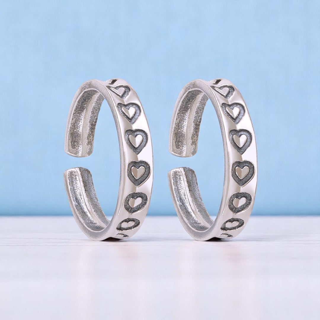 925 Sterling Silver Adjustable Antique Heart Toe Rings gift For Women