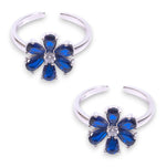 Load image into Gallery viewer, 925 Sterling Silver Floral Blue CZ Adjustable Toe Rings for Women
