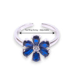 Load image into Gallery viewer, 925 Sterling Silver Floral Blue CZ Adjustable Toe Rings for Women
