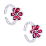Load image into Gallery viewer, 925 Sterling Silver Pink Floral CZ Adjustable Toe Ring for Women
