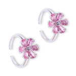 Load image into Gallery viewer, 925 Sterling Silver Adjustable Floral Baby Pink Toe Rings for Women
