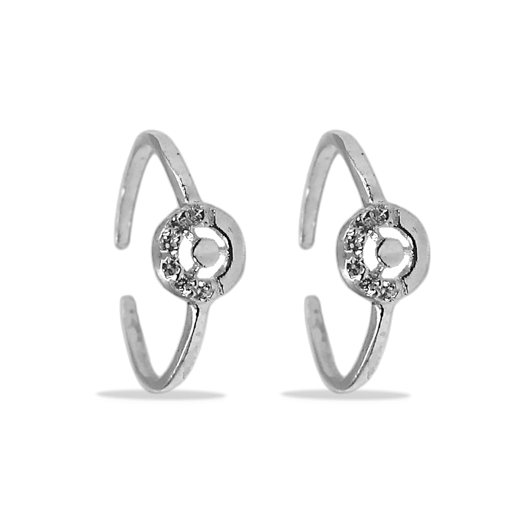925 Sterling Silver Adjustable Round CZ Toering for Women
