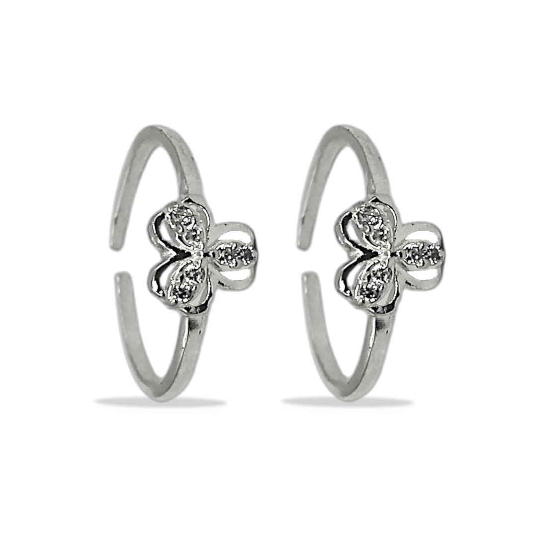 925 Sterling Silver Adjustable Floral Toe Ring for Women