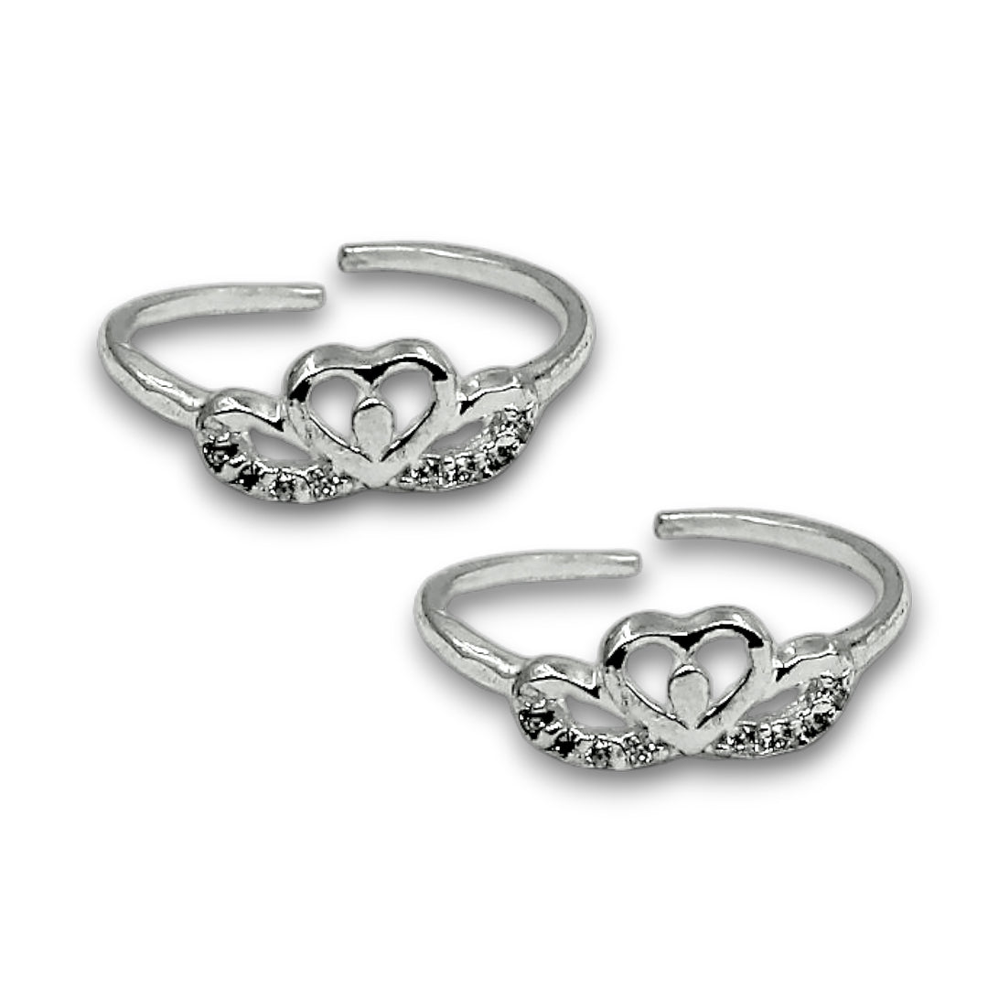 925 Sterling Silver Heart Design Toe Ring for Women & Girls