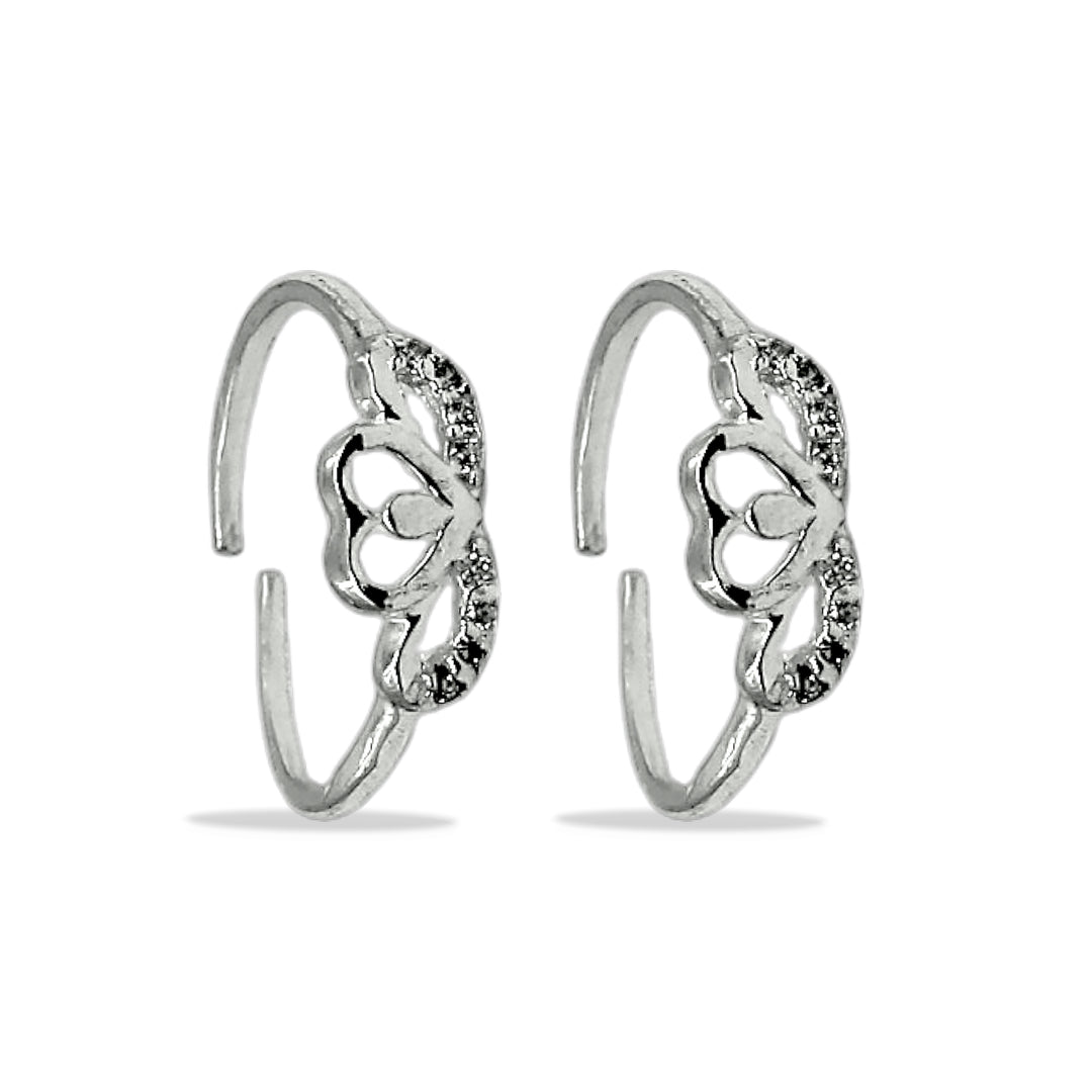 925 Sterling Silver Heart Design Toe Ring for Women & Girls