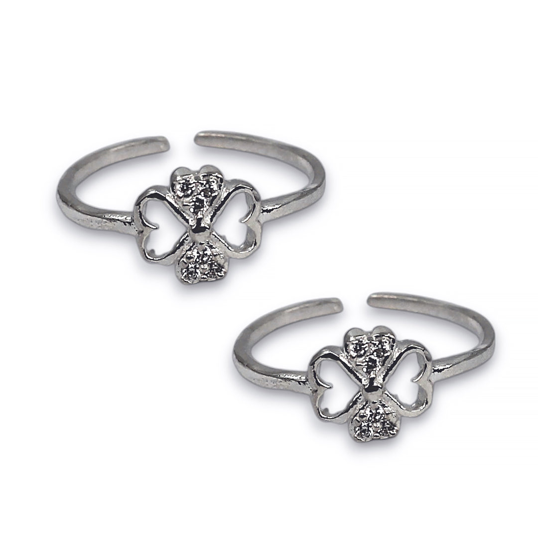 925 Sterling Silver Floral Ligthweight Toe Rings for Women