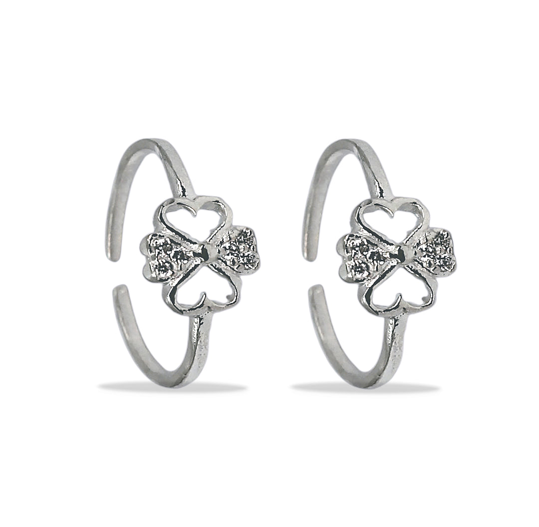 925 Sterling Silver Floral Ligthweight Toe Rings for Women
