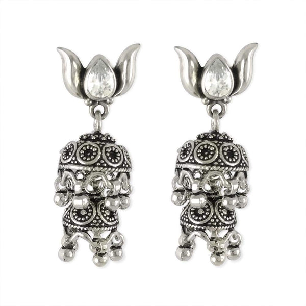 Taraash 925 Sterling Silver Double Lyer Jhumki Style Earrings For Women UMAE105