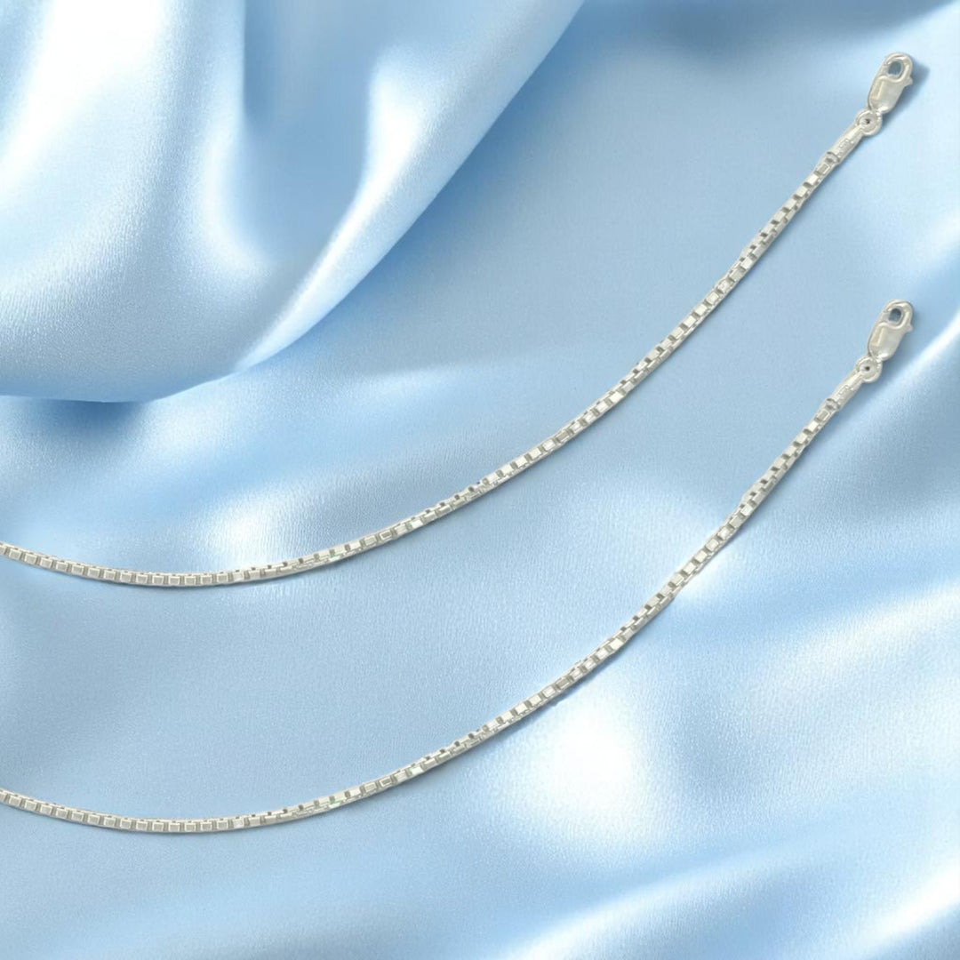 925 Sterling Silver Black Beaded Super Box Chains Anklet for Women