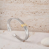Blisse Allure Elegant Gold Woven Cuff Bracelet with Diamond Accent - Taraash