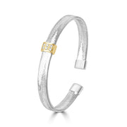 Blisse Allure Elegant Gold Woven Cuff Bracelet with Diamond Accent - Taraash