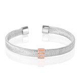 Blisse Allure Elegant Rose Gold Woven Cuff Bracelet with Diamond Accent - Taraash