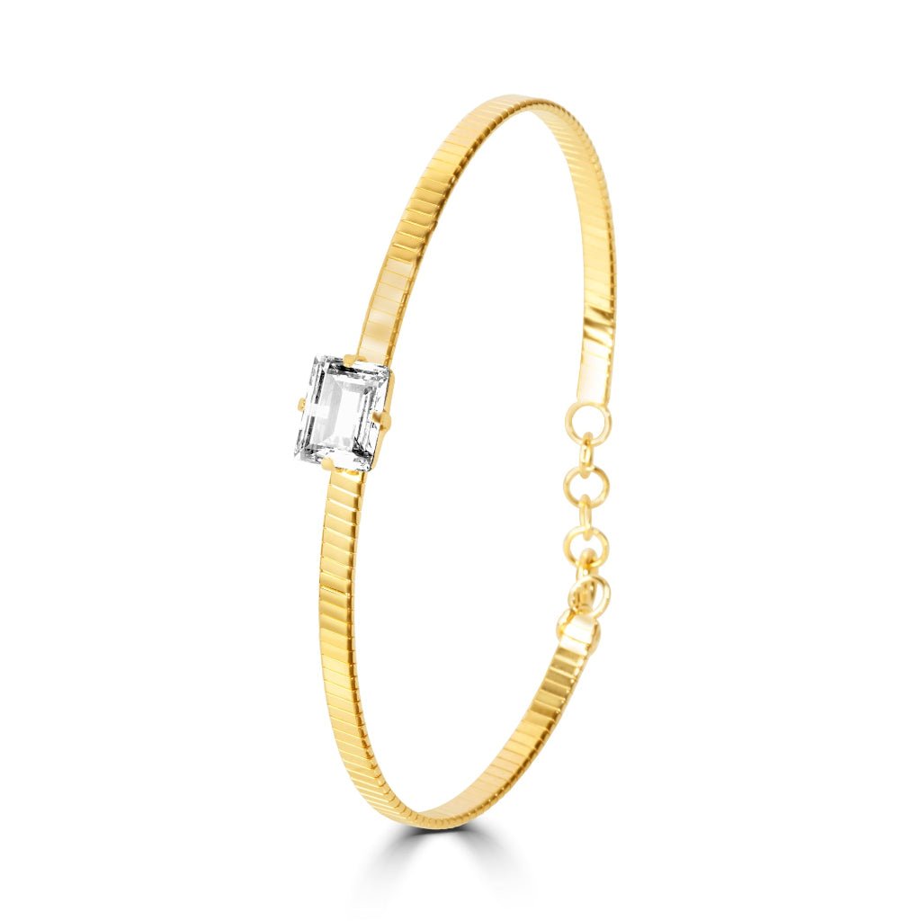 Blisse Allure Luxury Gold Bracelet with Emerald - Cut Diamond - Taraash